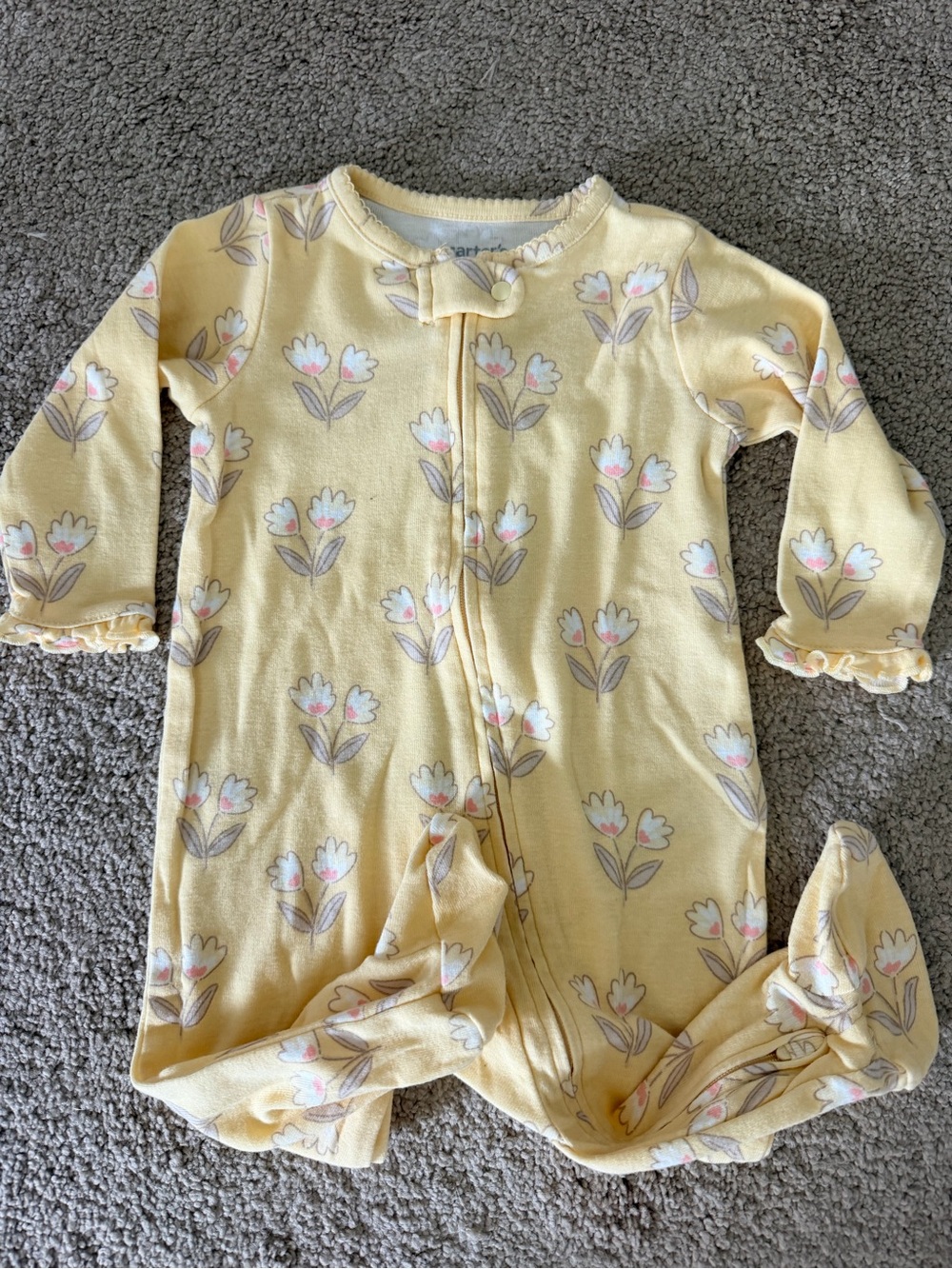 Carter's Yellow Floral Footed Sleep Sack Pajamas